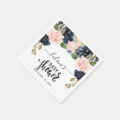 ピンクネイビーフローラアーチ水色ベビーシャワー スタンダードカクテルナプキン (角)