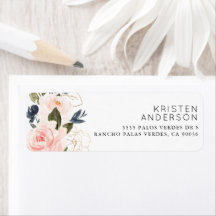 ピンクネイビーブルーフローラ水彩金箔