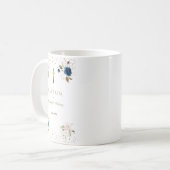 ピンクネイビーブルーフローラ金ゴールドクロスツインズバプテスマ コーヒーマグカップ (正面左)