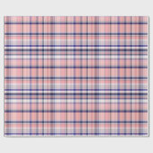 ピンクネイビーブルーホワイト名門私立校風のマドラスラプレイド ラッピングペーパー (フラット)