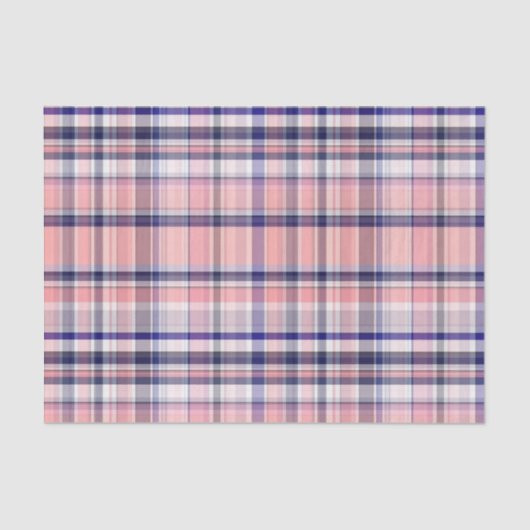 ピンクネイビーブルーホワイト名門私立校風のマドラスラプレイド 薄葉紙 (正面)