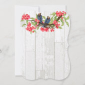 ピンクネイビーブルーヴィンテージラブバードバーンウッド 招待状 (裏面)