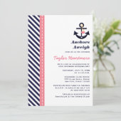 ピンクネイビーブルー航海のブライダルシャワー招待状 招待状 (スタンド正面)
