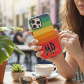 ピンクネイビーブルー&ミントグリーン鮮やかレトロモノグラム Case-Mate iPhoneケース