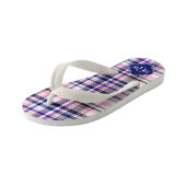 ピンクネイビーホワイトマ名門私立校風のドラスクローバーモノグラム キッズビーチサンダル (アングル)
