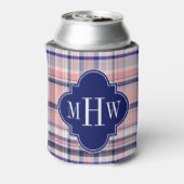 ピンクネイビーホワイトマ名門私立校風のドラスクローバーモノグラム 缶クーラー (缶裏面)