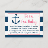 ピンクネイビー航海のいかりベビーシャワー予約リクエスト エンクロージャーカード (正面)