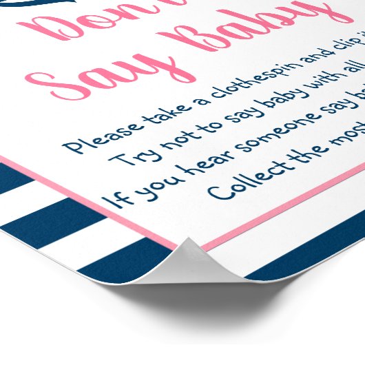 ピンクネイビー航海のガールいかりはベビーゲームを言わない ポスター (角)