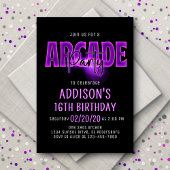 ピンクネオンアーケードパーティー誕生日招待状 招待状