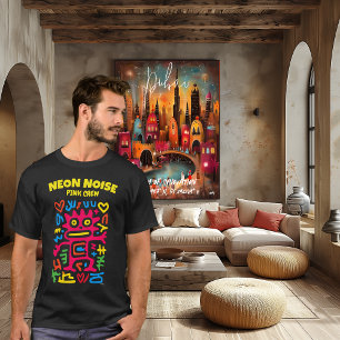 ピンクネオンエイリアンファンキー – アポップ・アートのートクリーチャー Tシャツ