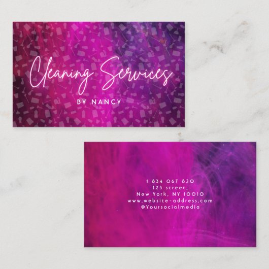ピンクネオンクリーニングサービスパターン 名刺 (正面/裏面)