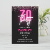 ピンクネオングリッター30th誕生日招待状女性 招待状 (スタンド正面)