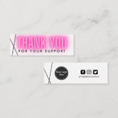 ピンクネオンサンキュージオメトリックメディア挿入 スキニー名刺 (正面/裏面)