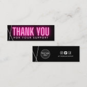 ピンクネオンサンキュージオメトリックメディア挿入 スキニー名刺 (正面/裏面)