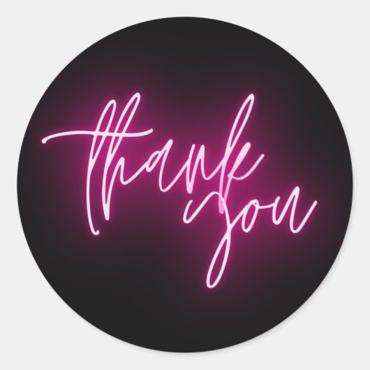 ピンクネオンサンキュートレンディー ラウンドシール (正面)