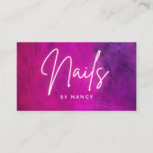 ピンクネオンネイルアーティスト爪、 ネイル技術 名刺 (正面)