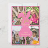 ピンクネオンハッピーイースターバニー耳4枚コラージュ シーズンカード (正面)