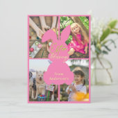 ピンクネオンハッピーイースターバニー耳4枚コラージュ シーズンカード (スタンド正面)