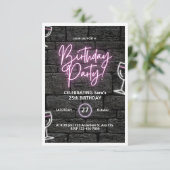 ピンクネオンバースデーパーティーカスタマイズ招待状 招待状 (スタンド正面)