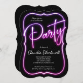 ピンクネオンパーティの招待状 招待状 (正面/裏面)