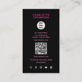 ピンクネオンビジネスロゴ美容師美容師 名刺 (裏面)