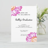 ピンクネオンフラワー卒業パーティー招待状 招待状 (スタンド正面)