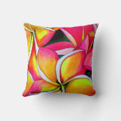 ピンクネオンフランギパニプルメリアビーチアート クッション (裏面)