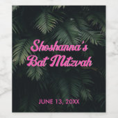 ピンクネオン熱帯バルミツワーパーティーワインラベル ワインラベル (シングルラベル)