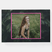 ピンクネオン熱帯バルミツワーパーティー水ラベル ゲストブック (裏面)