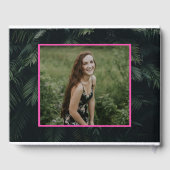 ピンクネオン熱帯バルミツワーパーティー水ラベル ゲストブック (裏面)