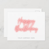 ピンクネオン白熱［赤熱］光を放つビジネス誕生日 ポストカード (正面/裏面)