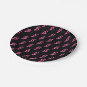 ピンクネオン稲妻ボルトパターン ペーパープレート (アングル)