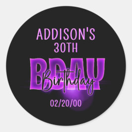 ピンクネオン誕生日 ラウンドシール