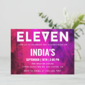 ピンクネオン11歳の誕生日 招待状 (スタンド正面)