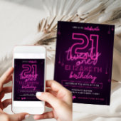 ピンクネオン21歳の誕生日パーティーレッツグロー熱狂する 招待状