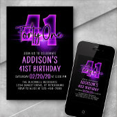 ピンクネオン41番誕生日招待状 招待状