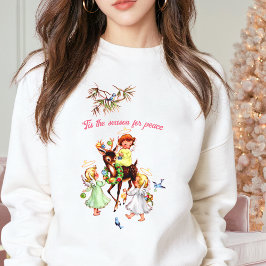 ピンクノエルヴィンテージクリスマストナディアエンジェルカスタム文字 スウェットシャツ