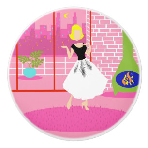 ピンクノブのレトロ セラミックノブ