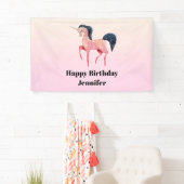 ピンクノルディックユニコーンとブラックマネ誕生日 横断幕 (インサイチュ)