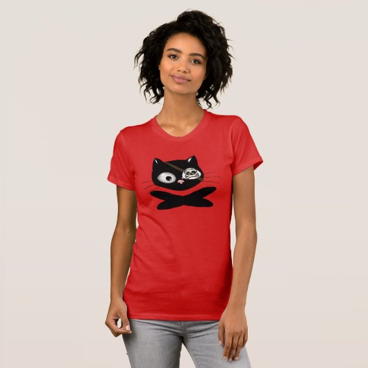 ピンクノーズ(TLAPD)を使用した海賊子猫 Tシャツ (正面フル)