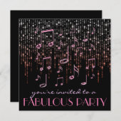 ピンクノート音楽パーティー 招待状 (正面/裏面)