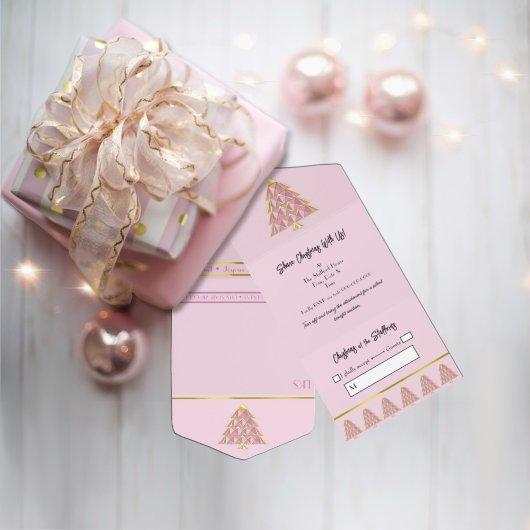 ピンクノールオールインワンクリスマスイベント招待状 オールインワン招待状