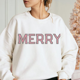 ピンクノールメリークリスマスカスタム文字かわいい スウェットシャツ