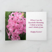 ピンクハイアシンスハッピーイースターグリーティングカード シーズンカード (内部)