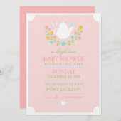 ピンクハイティーベビーシャワー招待状 招待状 (正面/裏面)