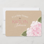 ピンクハイドランジアメイソンジャーベビー素朴シャワー 招待状 (裏面)