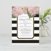 ピンクハイドランジアリハーサルディナーはっきりしたモダン 招待状 (スタンド正面)