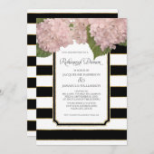 ピンクハイドランジアリハーサルディナーはっきりしたモダン 招待状 (正面/裏面)