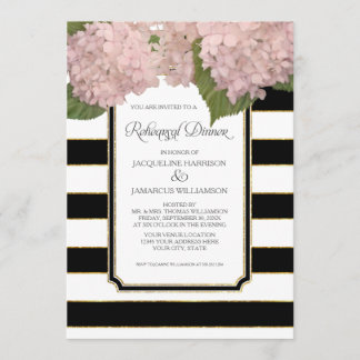 ピンクハイドランジアリハーサルディナーはっきりしたモダン 招待状