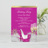 ピンクハイヒールシューズシルバー金ゴールドシャンパンパーティー2 招待状 (スタンド正面)
